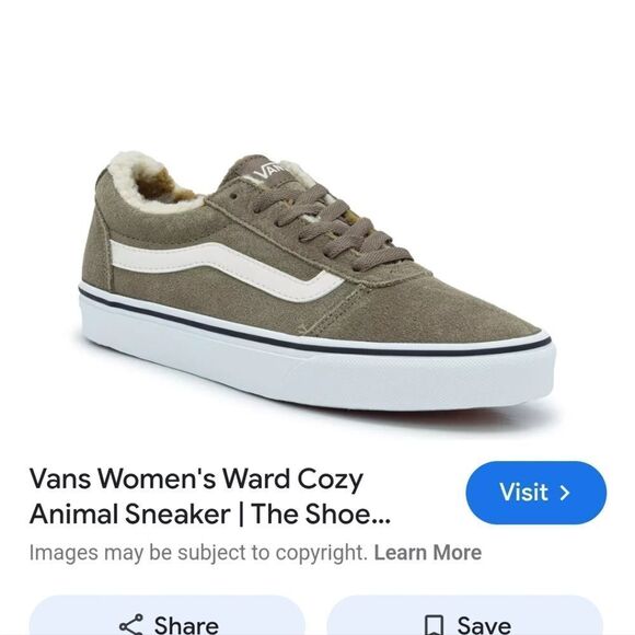 Vans Ward Low Suede Sneakers with Animal Print Sherpa Lining Size 9 - Picture 12 of 12